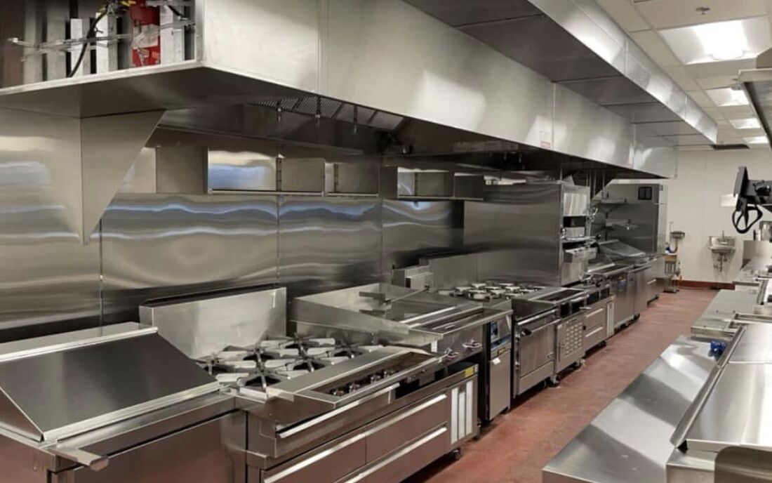 Commercial kitchen hood and line installed by Airtech